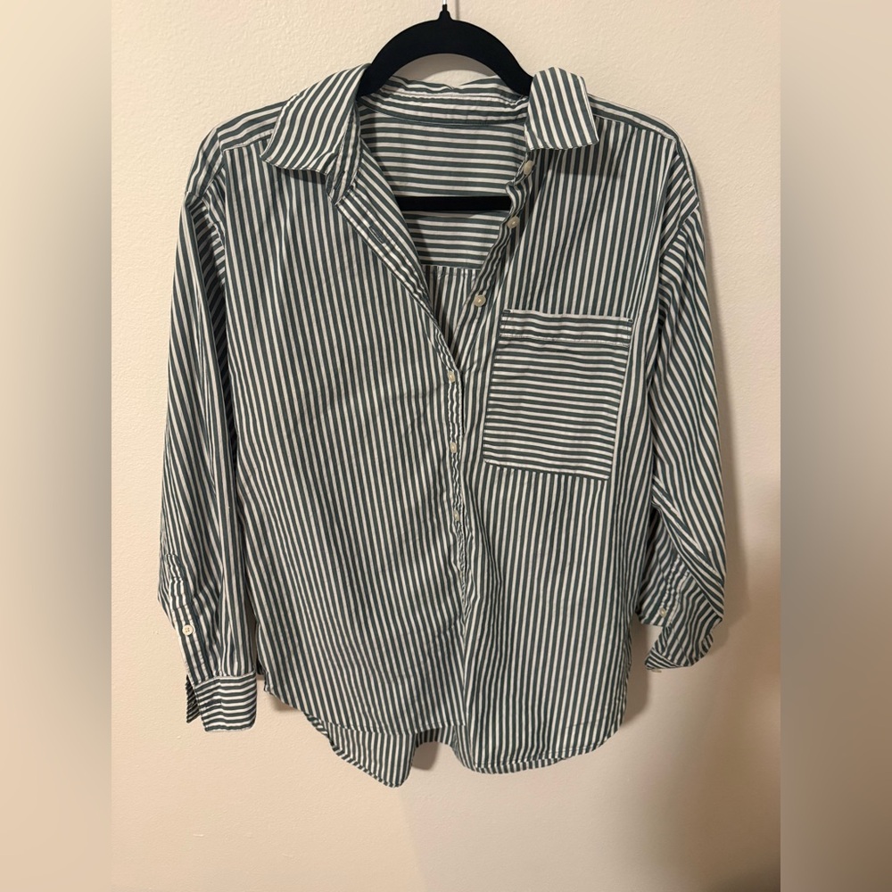 Women’s Green stripe button down